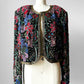 1980s Multi-Toned Beaded Sequins Open-Front Crop Silk Jacket - Sz. M/L