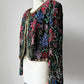 1980s Multi-Toned Beaded Sequins Open-Front Crop Silk Jacket - Sz. M/L