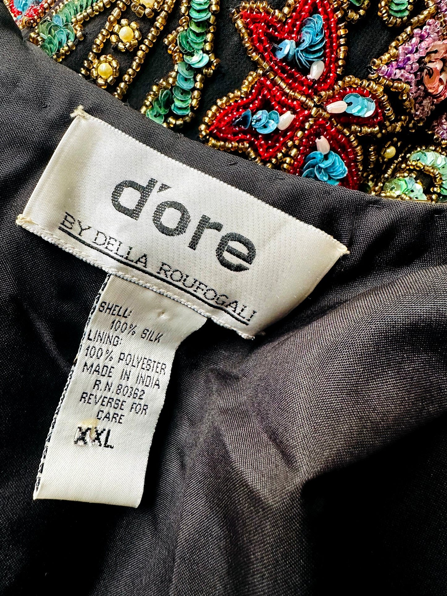 1980s Multi-Toned Beaded Sequins Open-Front Crop Silk Jacket - Sz. M/L