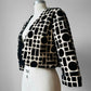 1990s - 2000s Black Off-White Velvety Cropped Jacket - Sz. Sm