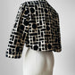 1990s - 2000s Black Off-White Velvety Cropped Jacket - Sz. Sm