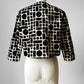 1990s - 2000s Black Off-White Velvety Cropped Jacket - Sz. Sm