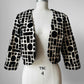 1990s - 2000s Black Off-White Velvety Cropped Jacket - Sz. Sm