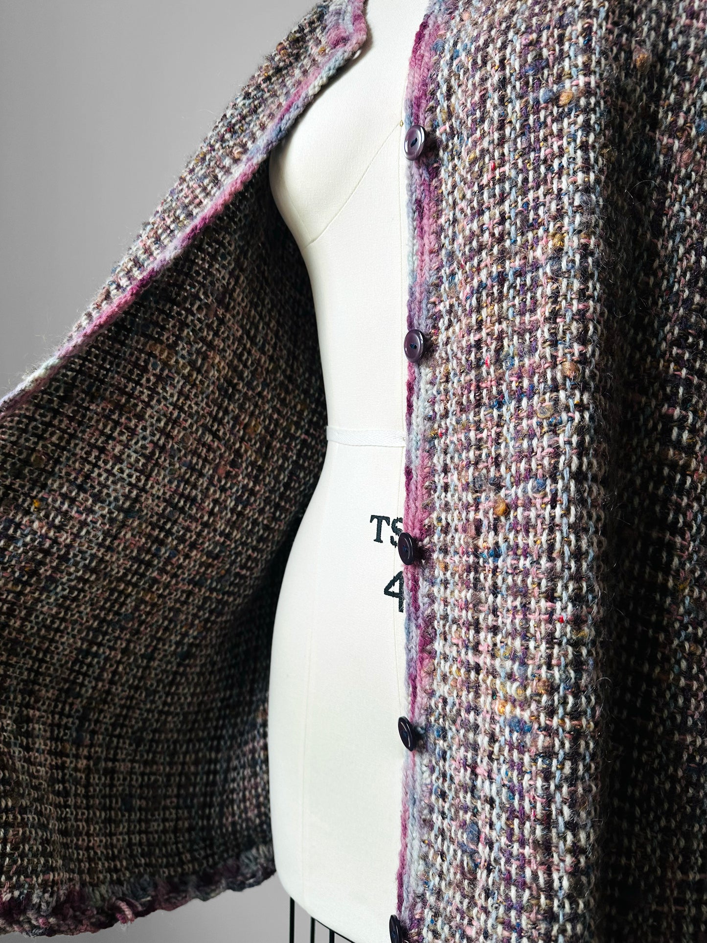 1980s Handknit Mixed Yarn Wool Oversized Cardigan - Sz. O/S