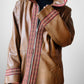 Late 1960s Saddle Brown Leather Woven Trim Metal Zipper Coat - Sz. M