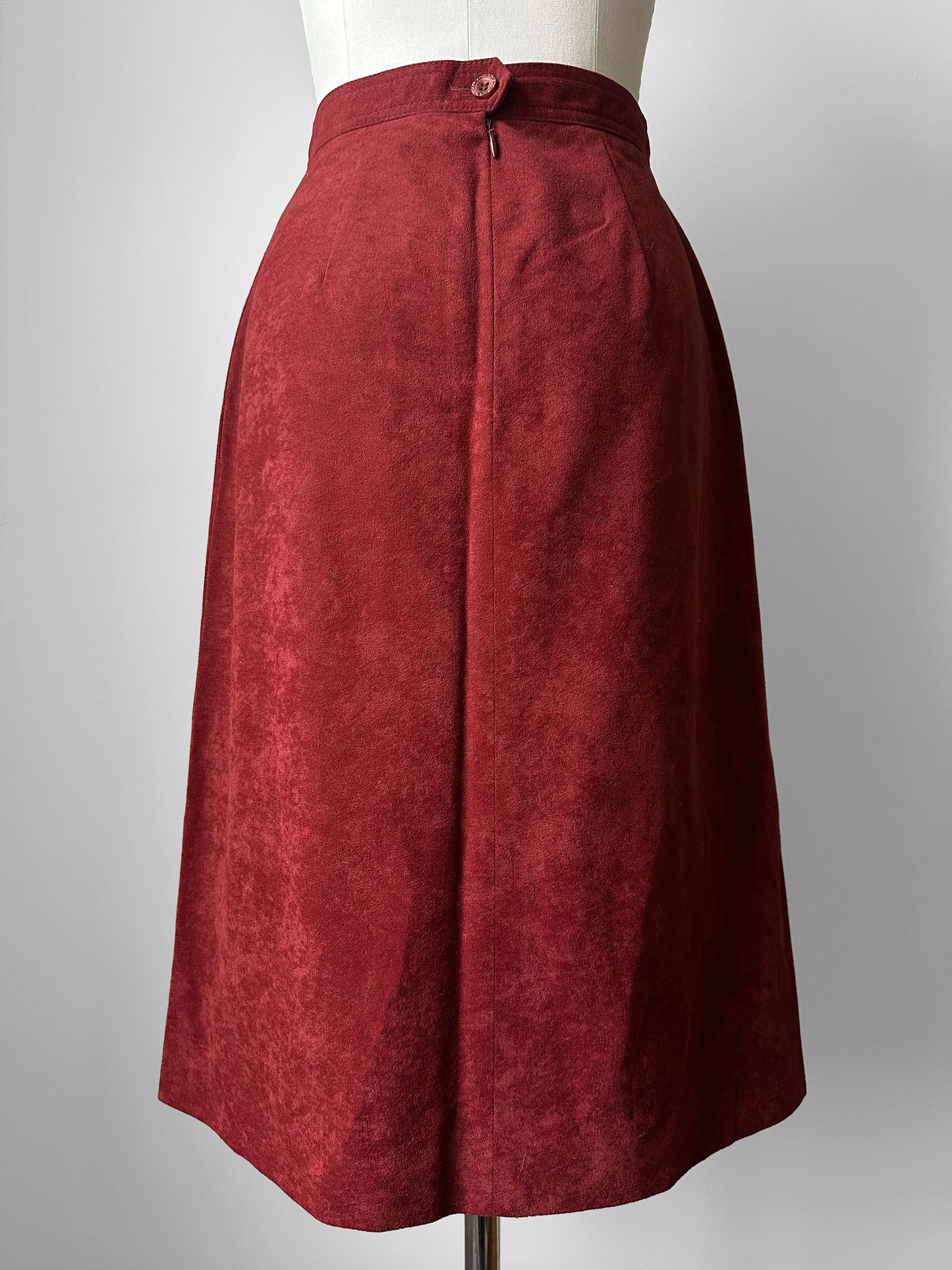 1970s Rust Red A-line Split Front Micro Suede Skirt - Sz. Sm