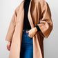 1960s Camel Toned Wool Robe-Style Belted Coat  - Sz. Small