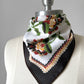 1970s Off White Cotton Autumn Floral Kerchief