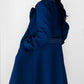 1960s - 1970s Blue Contrast Stitched Wide Lapel Midi-Length Coat