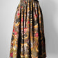1980s Olive and Pink Pixel Floral Wool Skirt - Sz. XS/Sm