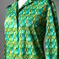 1960s - 1970s Apple Green Window Pane Patterned Button Up Shirt  - Sz. Sm