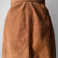 Vintage  1970s - 1980s Caramel A-line Split-Front Ultra Suede Skirt - Sz. Sm