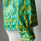 1960s - 1970s Apple Green Window Pane Patterned Button Up Shirt  - Sz. Sm