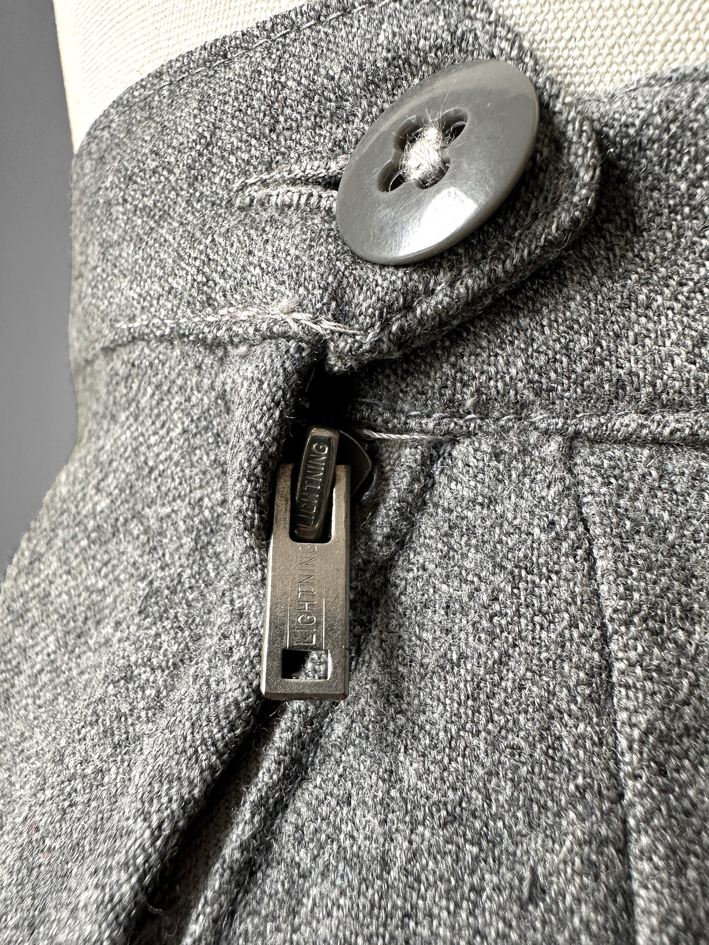 1960s Grey A-line Split Front Wool Skirt - Sz. Sm