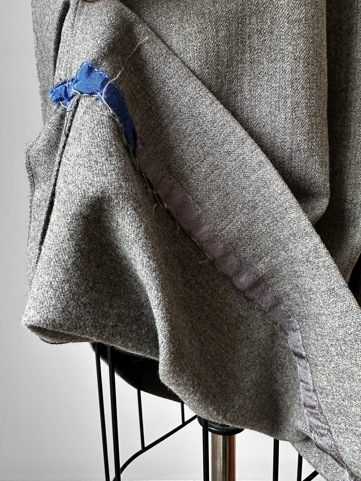 1960s Grey A-line Split Front Wool Skirt - Sz. Sm