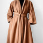 1960s Camel Toned Wool Robe-Style Belted Coat  - Sz. Small
