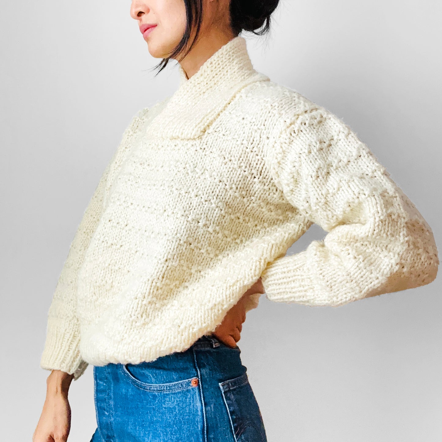 Creamy Soft Crop Waisted Hand-Knit Sweater - Sz. XS