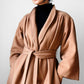 1960s Camel Toned Wool Robe-Style Belted Coat  - Sz. Small
