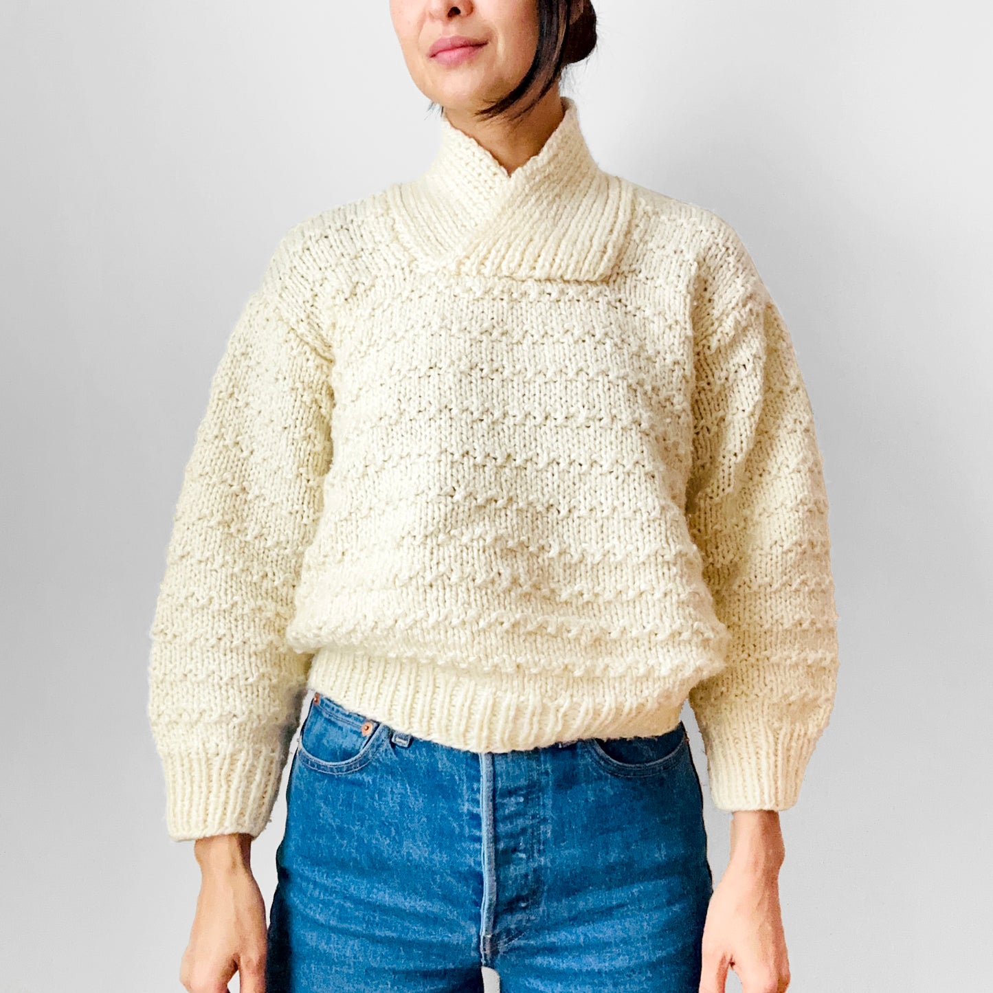 Creamy Soft Crop Waisted Hand-Knit Sweater - Sz. XS