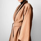 1960s Camel Toned Wool Robe-Style Belted Coat  - Sz. Small