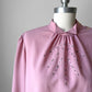 1960s Mauve Floral Embroidered Made in Italy Blouse  - Sz. S/M