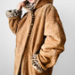 1980s Daniel Hechter Tan Suede and Faux Fur Leopard Print Hooded Jacket - Sz. M/L