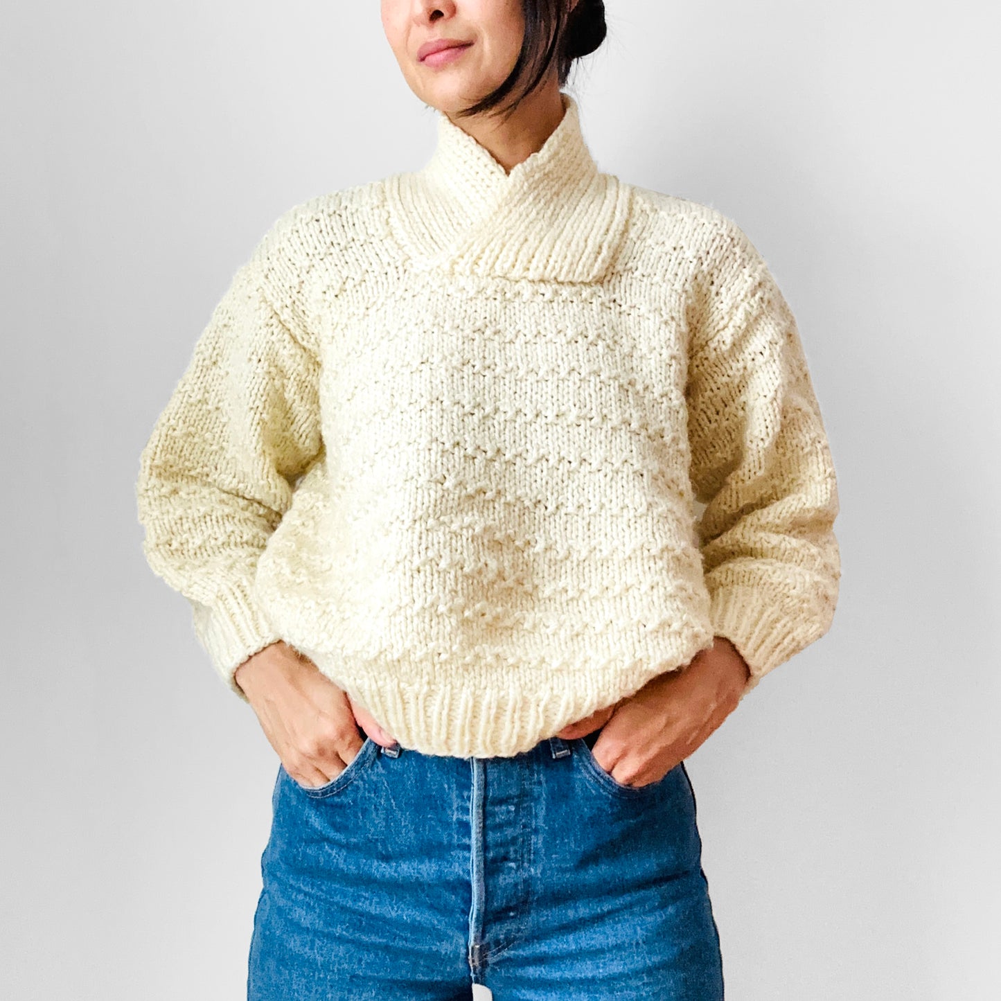 Creamy Soft Crop Waisted Hand-Knit Sweater - Sz. XS