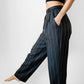 1980s Charcoal Pinstripe Pleated High-Waisted Tapered Leg Wool Trousers - Waist 27.5