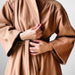 1960s Camel Toned Wool Robe-Style Belted Coat  - Sz. Small
