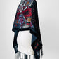 Large Peacock Floral Velour Semi Sheer Fringe Scarf