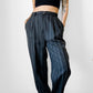 1980s Charcoal Pinstripe Pleated High-Waisted Tapered Leg Wool Trousers - Waist 27.5