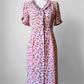 1990s - 2000s Blush Peach Pink Patterned Pleated Trim Dress - Sz. XXS/XS