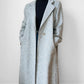 1970s - 1980s Slate Grey Mandarin Collar Wool Tweed Belted Coat - Sz. Sm