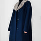 1950s - 1960s Navy Blue Fur Collared Overcoat