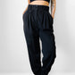 1980s Black Pleated High-Waisted Tapered Leg Cotton Blend Trousers - Waist 28.5