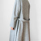 1970s - 1980s Slate Grey Mandarin Collar Wool Tweed Belted Coat - Sz. Sm