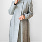1970s - 1980s Slate Grey Mandarin Collar Wool Tweed Belted Coat - Sz. Sm