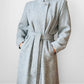 1970s - 1980s Slate Grey Mandarin Collar Wool Tweed Belted Coat - Sz. Sm