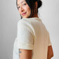 Cream Ribbed Crew Neck Short Sleeve Knit Top- Sz. S/M