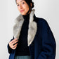 1950s - 1960s Navy Blue Fur Collared Overcoat