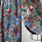 1960s Blue Red Floral Button Front Cotton Dress - Sz. Sm