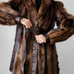 Vintage 1960s - 1970s Brown Belted Cape Back Leather and Fur Jacket - Sz. S/M