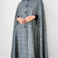 1960s Grey Plaid Hooded Cape Coat - Sz. O/S