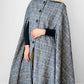 1960s Grey Plaid Hooded Cape Coat - Sz. O/S