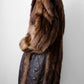 Vintage 1960s - 1970s Brown Belted Cape Back Leather and Fur Jacket - Sz. S/M
