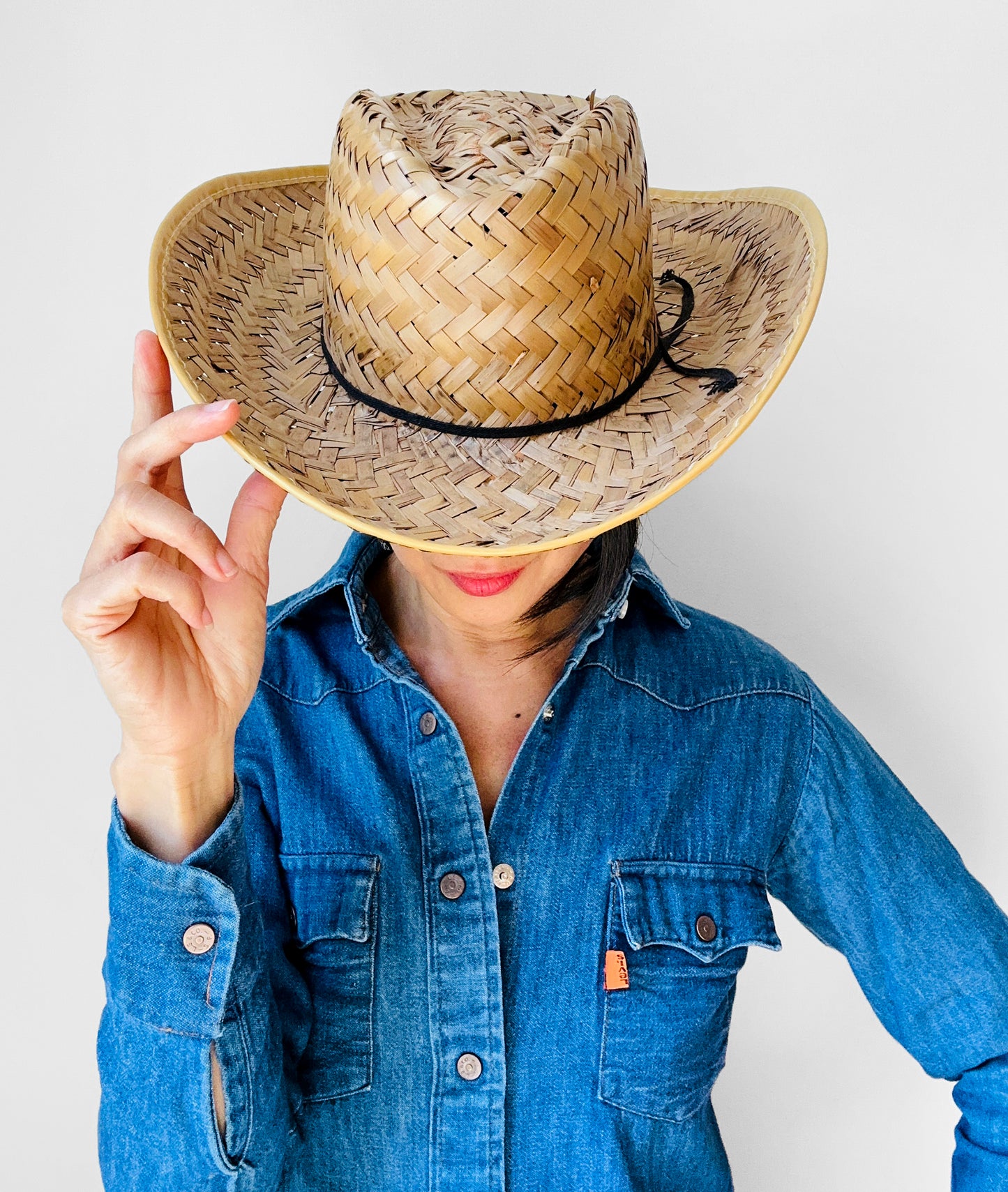 1970s Wide-Brimmed Straw Woven Western Style Summer Sun Hat