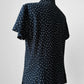 1990s Black Patterned Short Sleeve Tapered Blouse - Sz. Sm