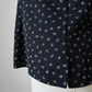 1990s Black Patterned Short Sleeve Tapered Blouse - Sz. Sm