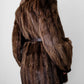 Vintage 1960s - 1970s Brown Belted Cape Back Leather and Fur Jacket - Sz. S/M