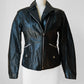 1970s - 1980s Black Asymmetrical Zippered Leather Biker Jacket - Sz. S